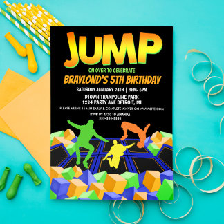 Boys Trampolin Park Party Einladung