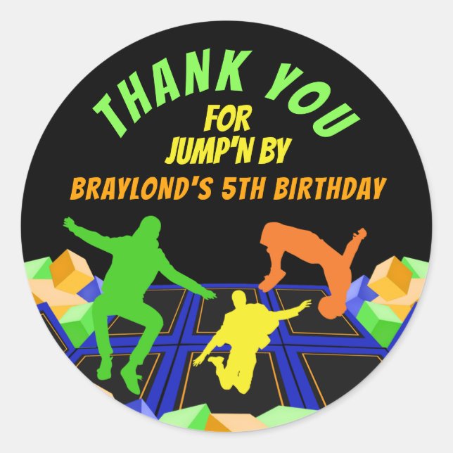 Boys Trampolin Park Vielen Dank Runder Aufkleber (Vorderseite)