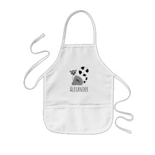 Boy's Trendy Dschungel Lemur Cartoon mit Name Kinderschürze