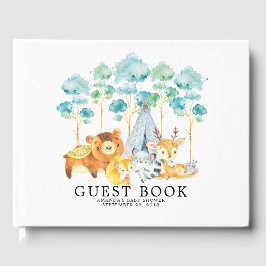 Boys Tribal Woodland Baby shower Livre d'or