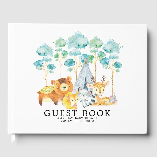 Boys Tribal Woodland Babydusche Gästebuch (Vorderseite)