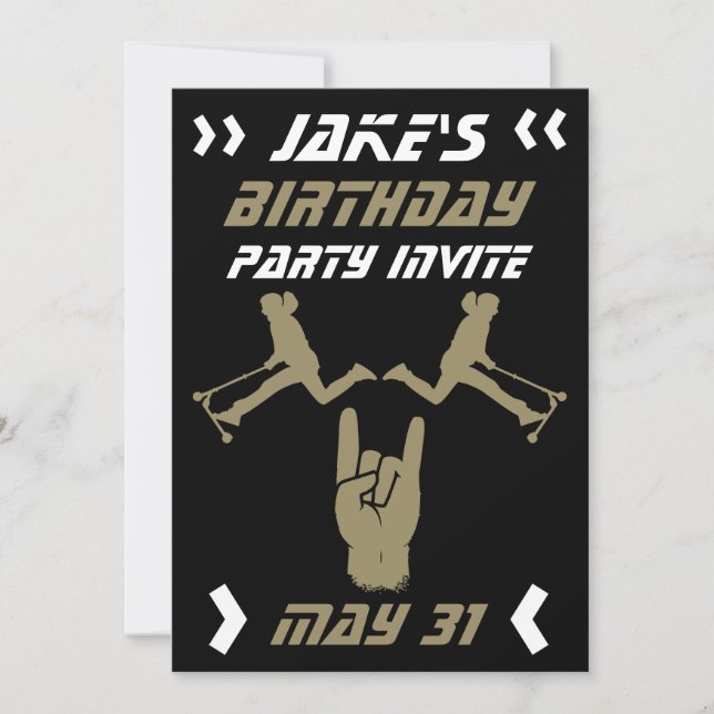 Boys Trick Scooter Birthday Einladung (Vorderseite)