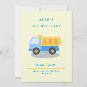 Boy's Truck Geburtstag Einladung
