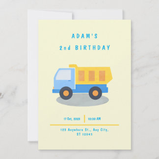 Boy's Truck Geburtstag Einladung