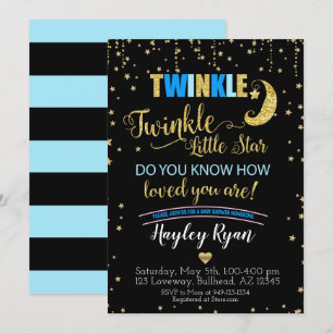Boys Twinkle Twinkle Little Star Blue Baby Dusche Einladung