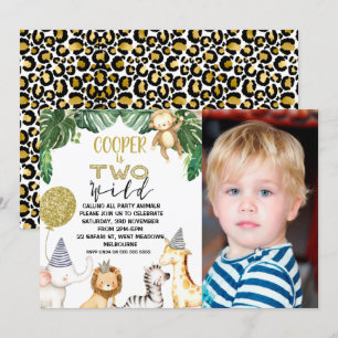 Boys Two Wild Safari photo Invitation d'anniversai