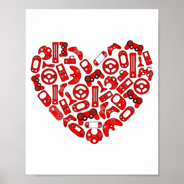 Boys Valentinstag Gaming Videospielcontroller  Poster (Vorne)