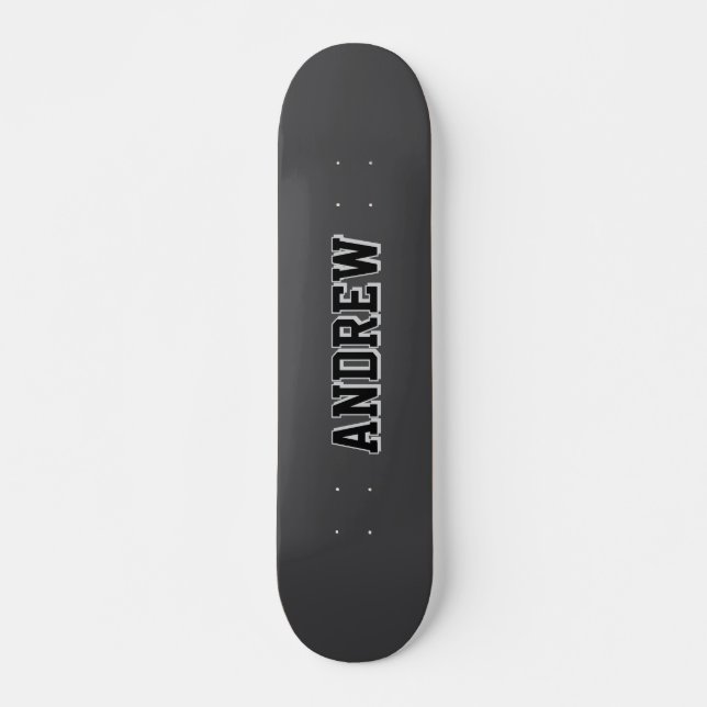 Boys Varsity Black Skateboard Personalized Name (Devant)
