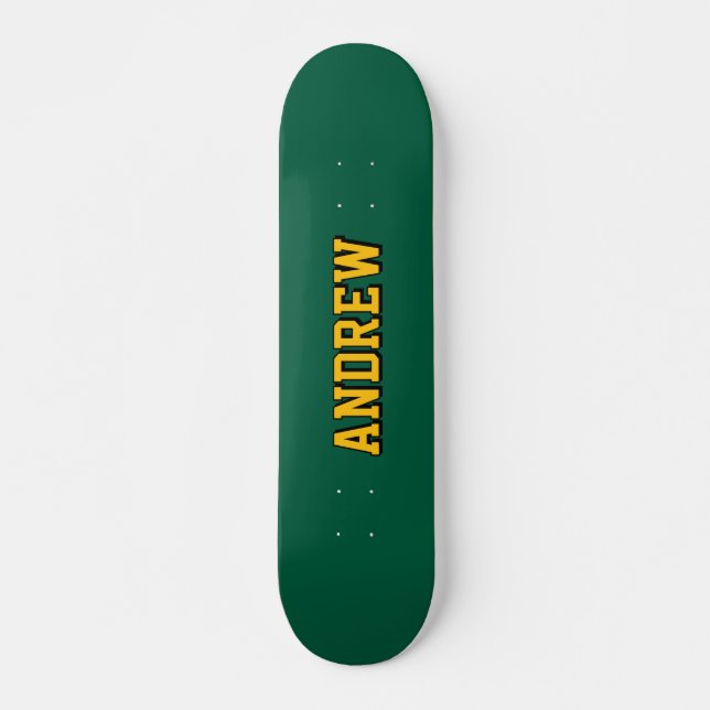 Boys Varsity Green Skateboard Personalized Name (Devant)