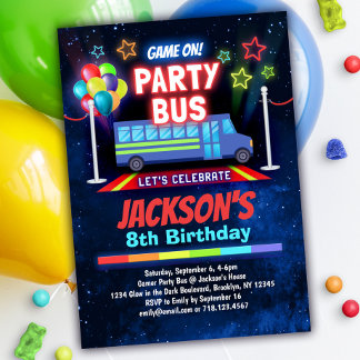 Boys Video Game Party - Einladung