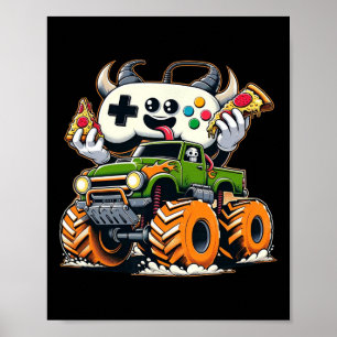 Boys Video Game Pizza hebt 4x4 LKW auf Poster