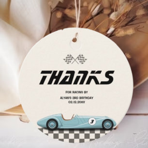 Boys Vintag Blue Retro Rennwagen Geburtstagsparty Geschenkanhänger