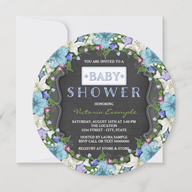 Boys Vintag Chalk Baby Dusche Einladung (Vorderseite)