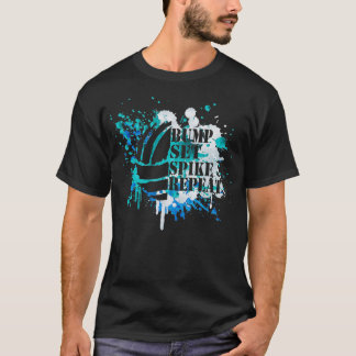 Boys Volleyball Paint Spritzer Bump Set Spike Repe T-Shirt