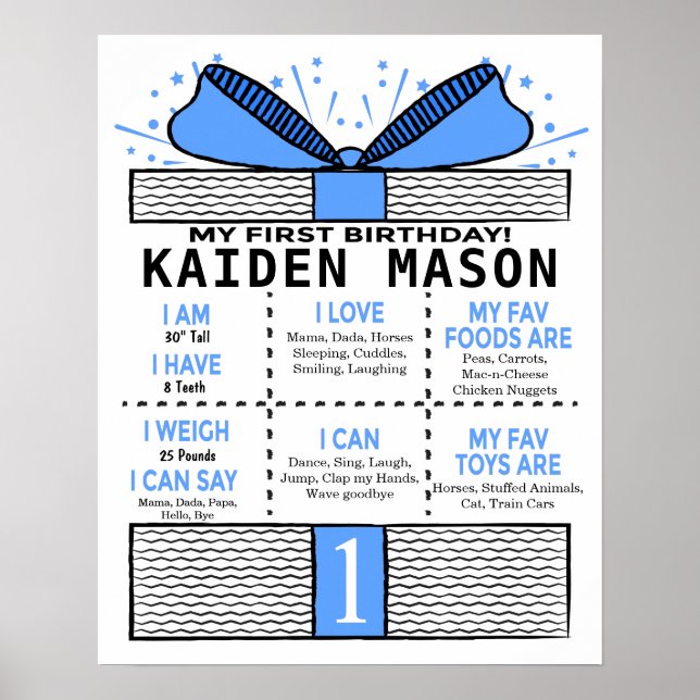 Boys vorhanden Geschenkboxen 16x20 Vorlage 1. Gebu Poster (Vorne)