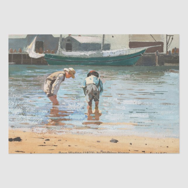 Boys Wading (1873) von Winslow Homer Seidenpapier (Vorderseite)