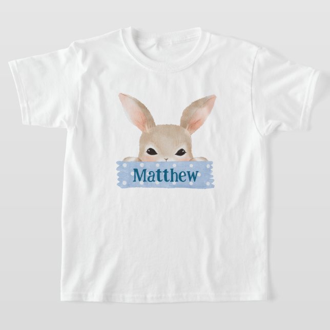 Boys Watercolor Blue Oaster Bunny T-Shirt (Ablage )