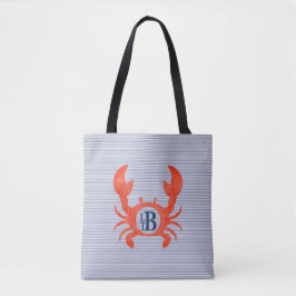 Boys Watercolor Crab Monogram Circlel Tasche