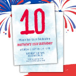 Boys Watercolor Kids Blue 10. Geburtstag Einladung<br><div class="desc">10. Geburtstag Kinder Junge Blau Party 10. Geburtstagsfeier Einladung für einen 10-jährigen Jungen mit lustigen Schriftart schreiben und Spaß Wasserfarbe Nummer.</div>