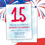 Boys Watercolor Kids Blue 15. Geburtstag Einladung<br><div class="desc">15. Geburtstag Kinder Junge Blau Party 15. Geburtstagsfeier Einladung für einen 15-jährigen Jungen mit lustigen Schriftart schreiben und Spaß Wasserfarbe Nummer.</div>