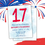 Boys Watercolor Kids Blue 17. Geburtstag Einladung<br><div class="desc">17. Geburtstag Kinder Junge Blau Party 17. Geburtstagsfeier Einladung für einen 17-jährigen Jungen mit lustigen Schriftart schreiben und Spaß Wasserfarbe Nummer.</div>