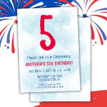 Boys Watercolor Kids Blue 5. Geburtstag Einladung<br><div class="desc">5. Geburtstag Kinder Junge Blau Party 5. Geburtstagsfeier Einladung für einen 5-jährigen Jungen mit lustigen Schriftart schreiben und Spaß Wasserfarbe Nummer.</div>