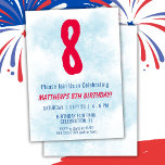 Boys Watercolor Kids Blue 8. Geburtstag Einladung<br><div class="desc">Junge Junge Blau Party 8. Geburtstagsfeier Einladung für einen 8-jährigen Jungen mit lustigen Schriftart und lustigen Wasserfarben Nummer.</div>