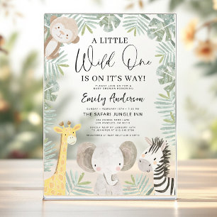 Boys Wild One Safari-Tiere Baby Shower-Einladung Acryleinladungen