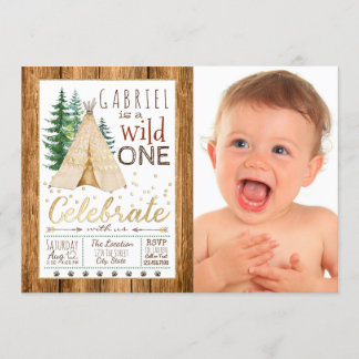 Boys Wild One Tribal TeePee Erster Geburtstag Einladung