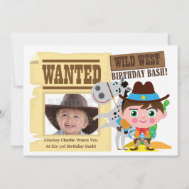 Boys Wild West Western Cowboy Birthday Invite Einladung