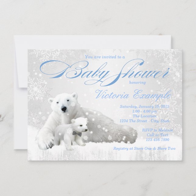 Boys Winter Wonderland Baby Shower Einladungen (Vorderseite)