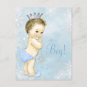 Boys Winter Wonderland Blue Snowflake Babydusche Einladung