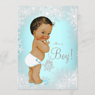 Boys Winter Wonderland Snowflake Babydusche Einladung