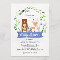 Boys Woodland Animals Kinderdusche Einladung