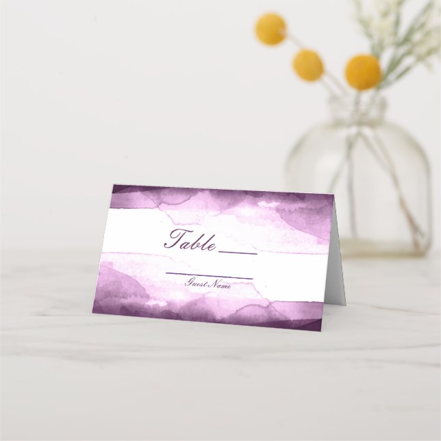 Boysenberry Lila Watercolor Tischnummer Sitzplatz Platzkarte (Vorderseite)