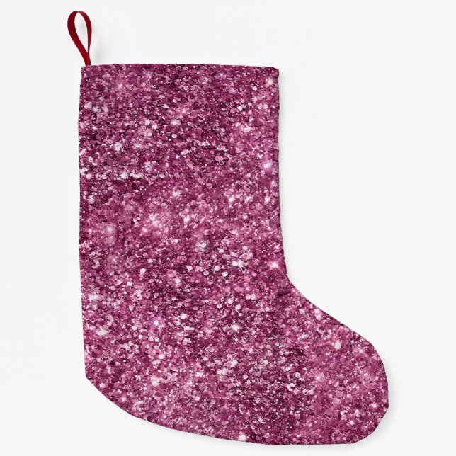 Boysenberry Pink Glitz Glitzer Kleiner Weihnachtsstrumpf (Vorderseite)