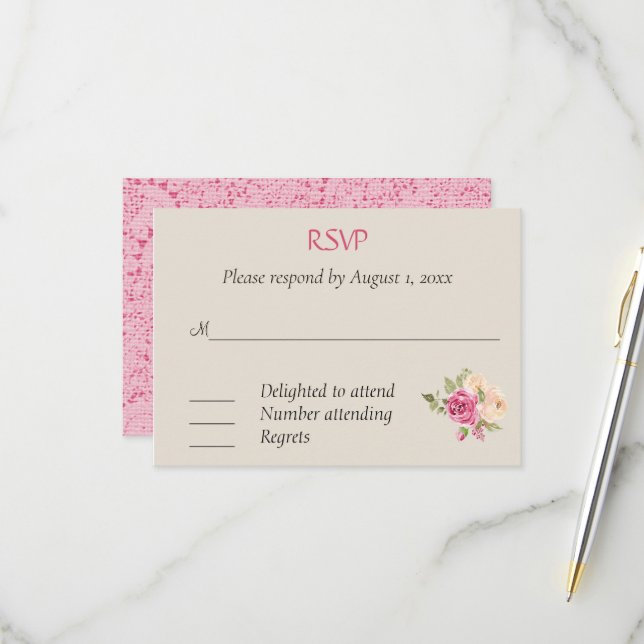 Boysenberry Response Card RSVP Karte (Vorderseite/Rückseite Beispiel)