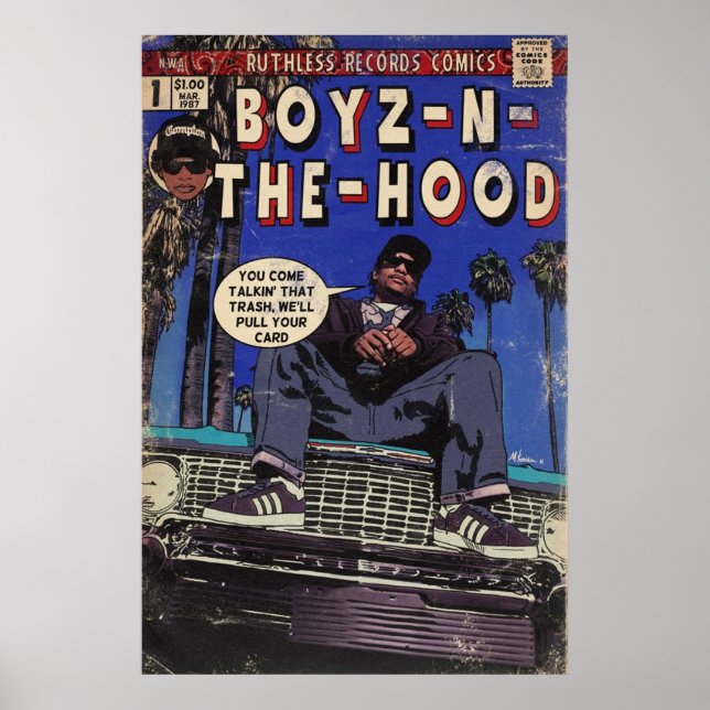 Boyz im Hood Hip Hop Comic Art Poster (Vorne)
