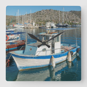 Bozburun Hafen nahe Marmaris, die Türkei Quadratische Wanduhr