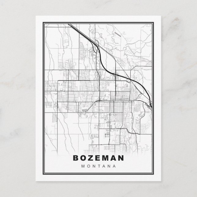 Bozeman Map Postkarte (Vorderseite)