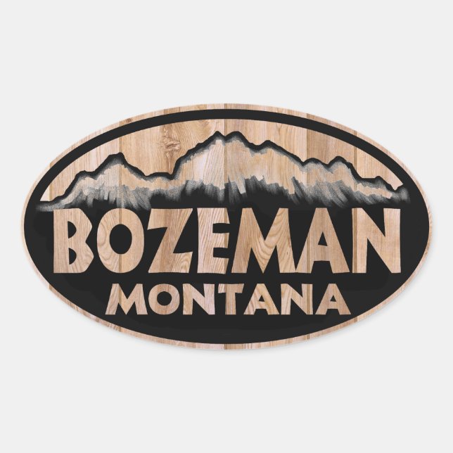 Bozeman Montana Holzoovalaufkleber Ovaler Aufkleber (Vorderseite)