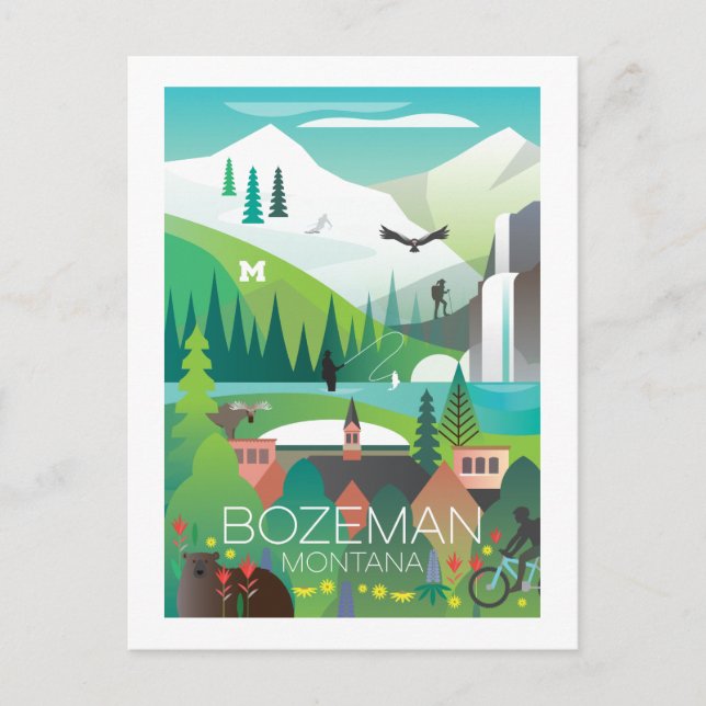 Bozeman, Montana Postkarte (Vorderseite)