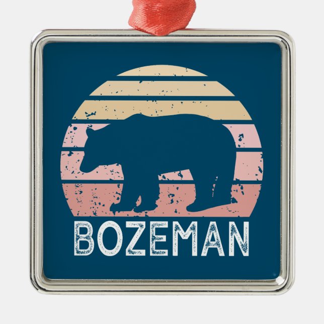 Bozeman Montana Retro Bär Ornament Aus Metall (Vorne)