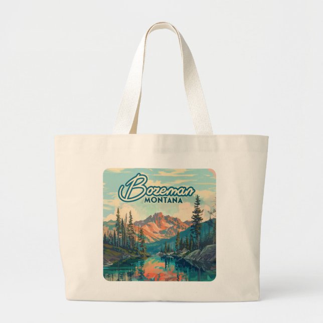 Bozeman Montana Rocky Mountains Vintag Jumbo Stoffbeutel (Vorne)