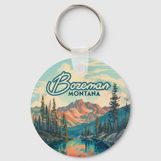 Bozeman Montana Rocky Mountains Vintag Schlüsselanhänger (Vorderseite)