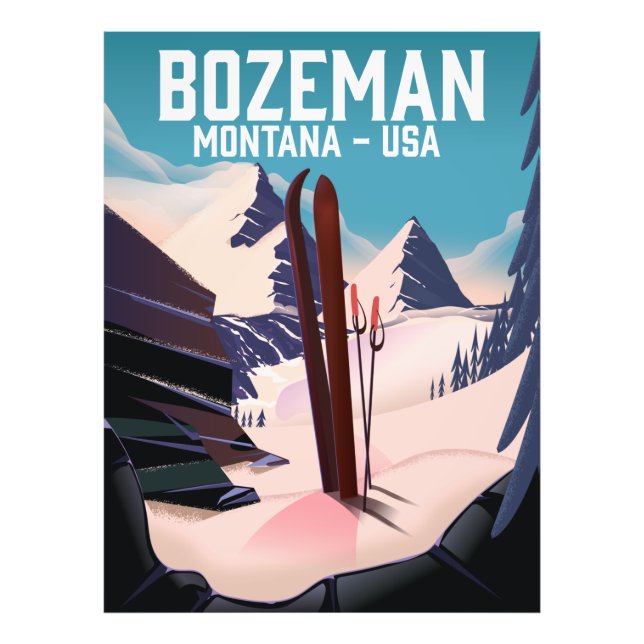 Bozeman Montana Skiposter Fotodruck (Vorne)