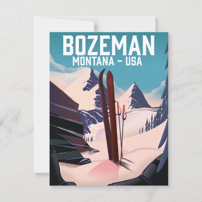 Bozeman Montana Skiposter Karte (Vorderseite)