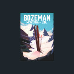 Bozeman Montana Skiposter Leinwanddruck<br><div class="desc">Bozeman Montana Skiposter in einem Vintagen,  detailgetreuen Stil mit illustrierter Landschaft.</div>