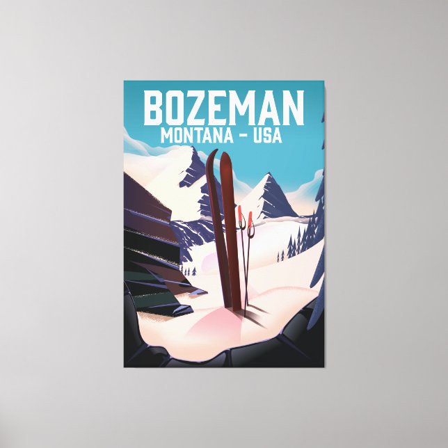 Bozeman Montana Skiposter Leinwanddruck (Vorderseite)