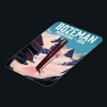 Bozeman Montana Skiposter Magnet<br><div class="desc">Bozeman Montana Skiposter in einem Vintagen,  detailgetreuen Stil mit illustrierter Landschaft.</div>